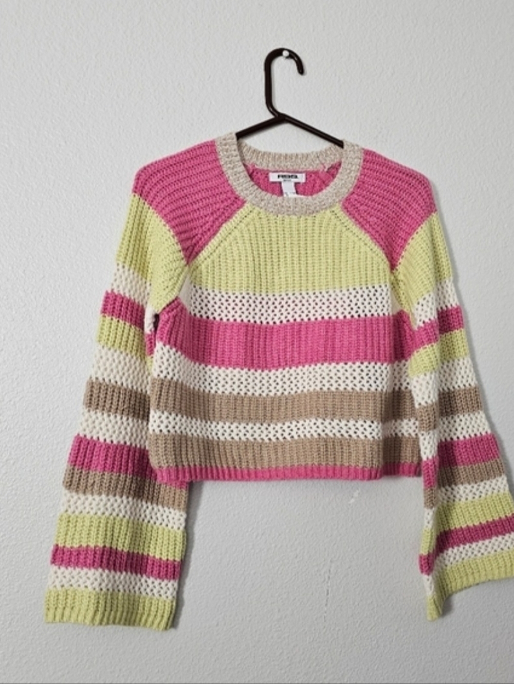 RSQ  :Pink & Lime Striped Knit Sweater Sz M